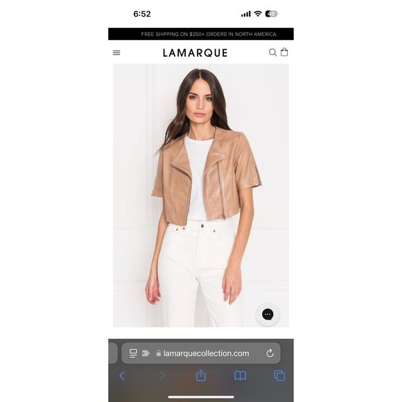 Lamarque Kirsi cropped biker jacket - medium - Picture 6 of 7